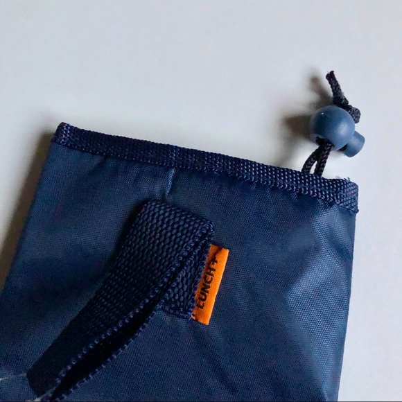 3/$15 NEW Lunch + Thermal Bottle Bag Carrier Insulated Drawstring Navy Blue - Picture 3 of 16